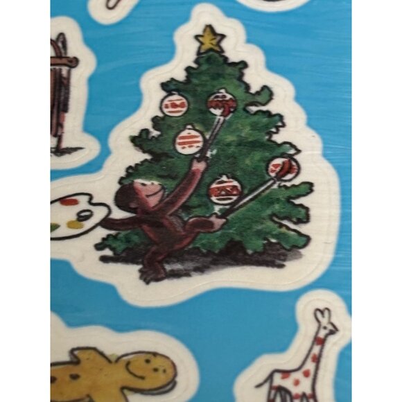 Vintage New Old Stock American Greeting s Stickers Curious George Christmas seal - Picture 7 of 9